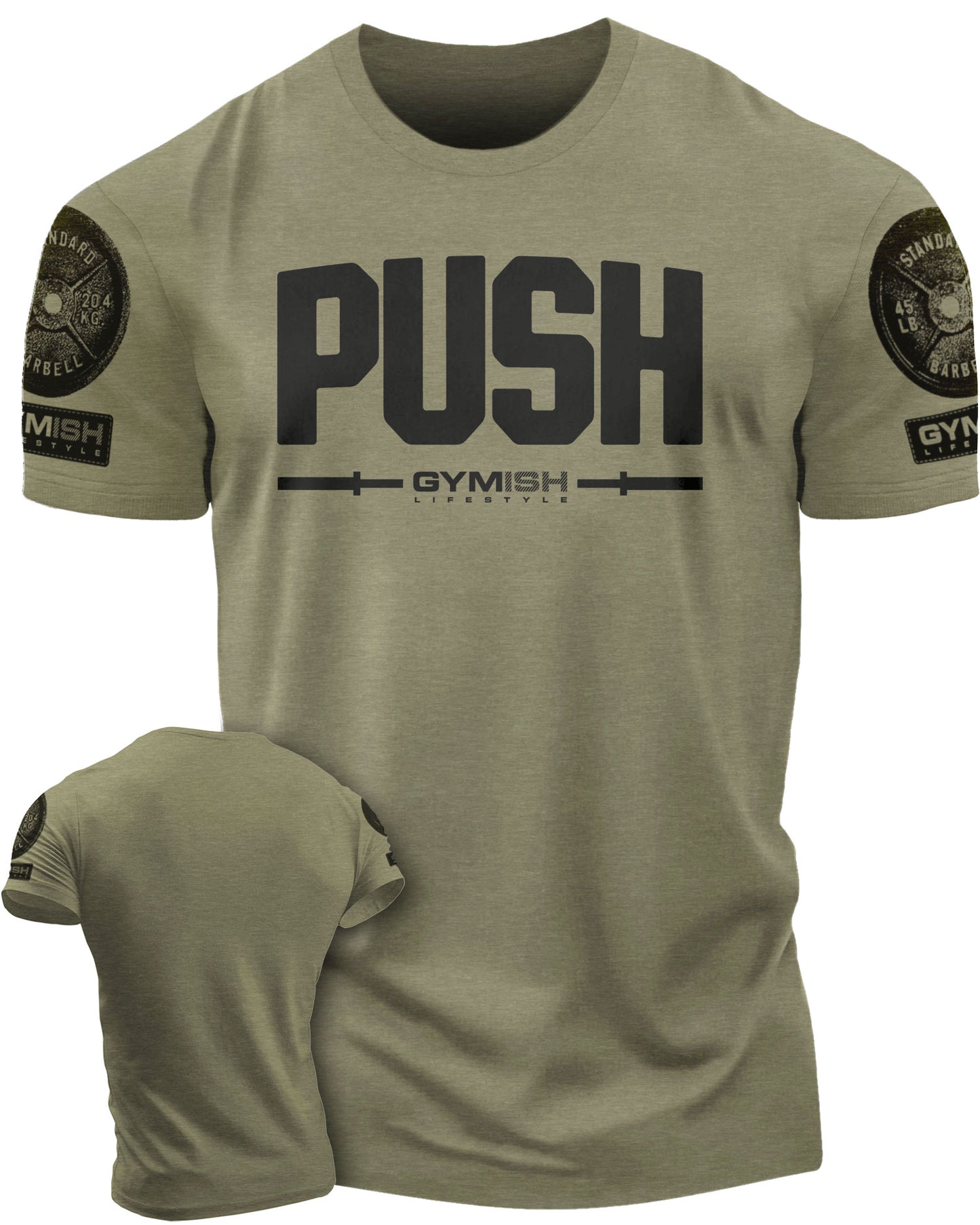 141. Push Funny Motivational Workout Gym T-Shirt for Men T-Shirt Military with Sleeve Logo T-Shirt GYMISH LIFESTYLE