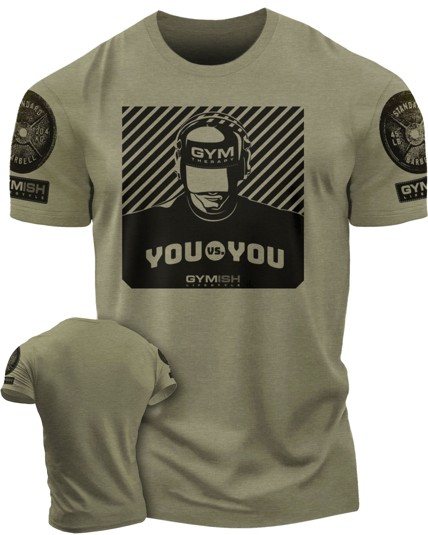 151. You vs You Funny Motivational Workout Gym T-Shirt for Men T-Shirt Military with Sleeve Logo T-Shirt GYMISH LIFESTYLE