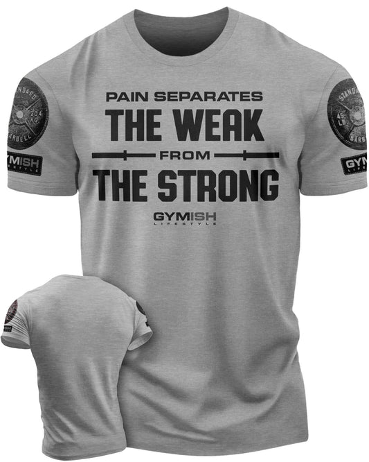 121. Weak From Strong Funny Motivational Workout Gym T-Shirt for Men T-Shirt Heather Grey with Sleeve Logo T-Shirt GYMISH LIFESTYLE