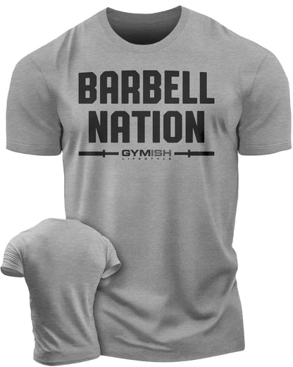 106. Barbell Nation Funny Motivational Workout Gym T-Shirt for Men T-Shirt Heather Grey T-Shirt GYMISH LIFESTYLE