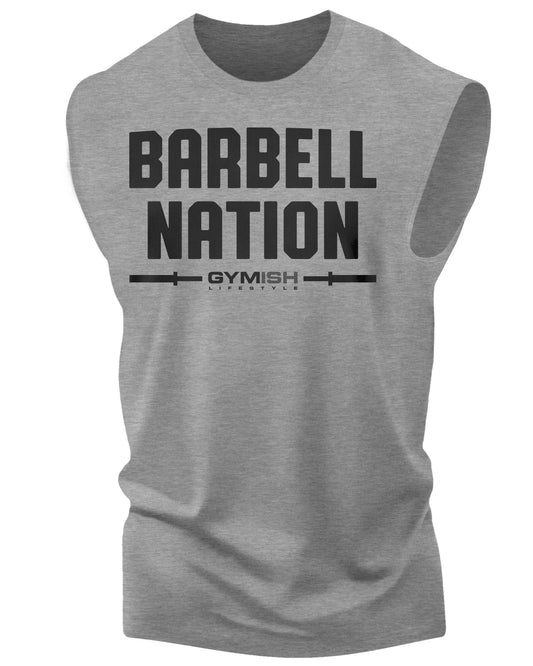 106. Barbell Nation Workout Muscle Tank Top for Men Heather Grey T-Shirt GYMISH LIFESTYLE