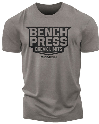 025. Bench Press Funny Motivational Workout Gym T-Shirt for Men T-Shirt Warm Grey T-Shirt GYMISH LIFESTYLE