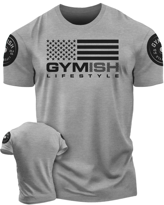 SPECIAL OFFER! American Flag Gymish T-Shirt + Weight Plate Necklace T-Shirt GYMISH LIFESTYLE