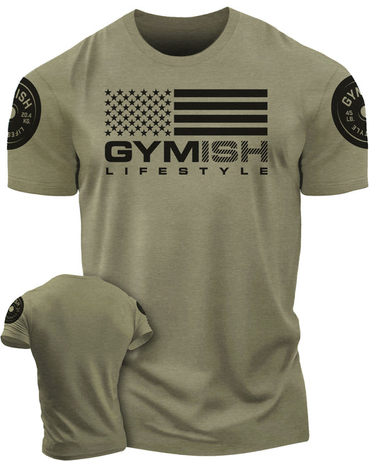 SPECIAL OFFER! American Flag Gymish T-Shirt + Weight Plate Necklace T-Shirt GYMISH LIFESTYLE