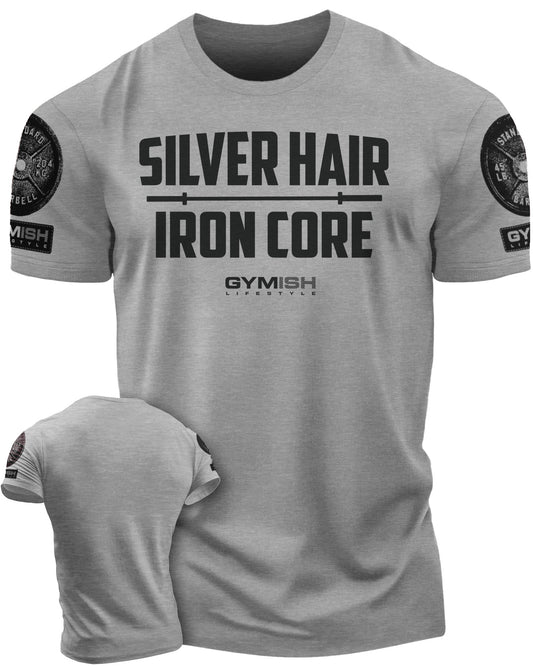 083. Gymish Lifestyle Silver Hair Iron Core Workout Shirts for Men