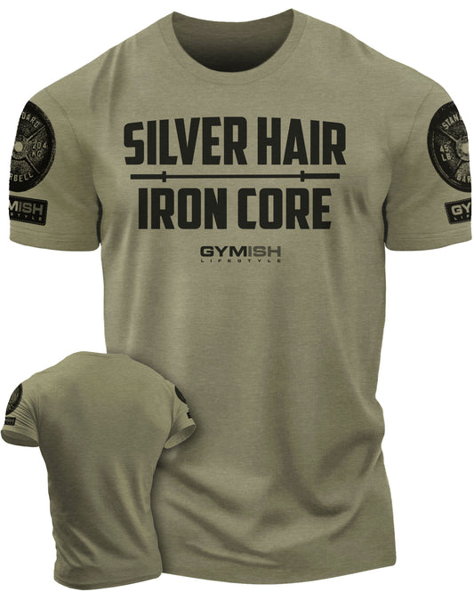 083. - Gymish Lifestyle Silver Hair Iron Core Workout Shirts for Men