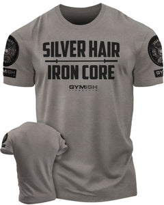 083. Silver Hair Iron Core Funny Workout Gym T-Shirts for Men