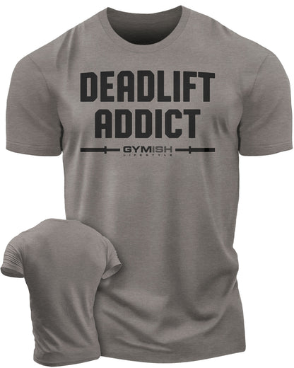 107. Deadlift Addict Funny Motivational Workout Gym T-Shirt for Men T-Shirt Warm Grey T-Shirt GYMISH LIFESTYLE