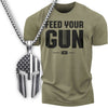 Gift Set for Men Feed Your Gun Funny Workout Gym T-Shirt with Spartan Warrior Pendant