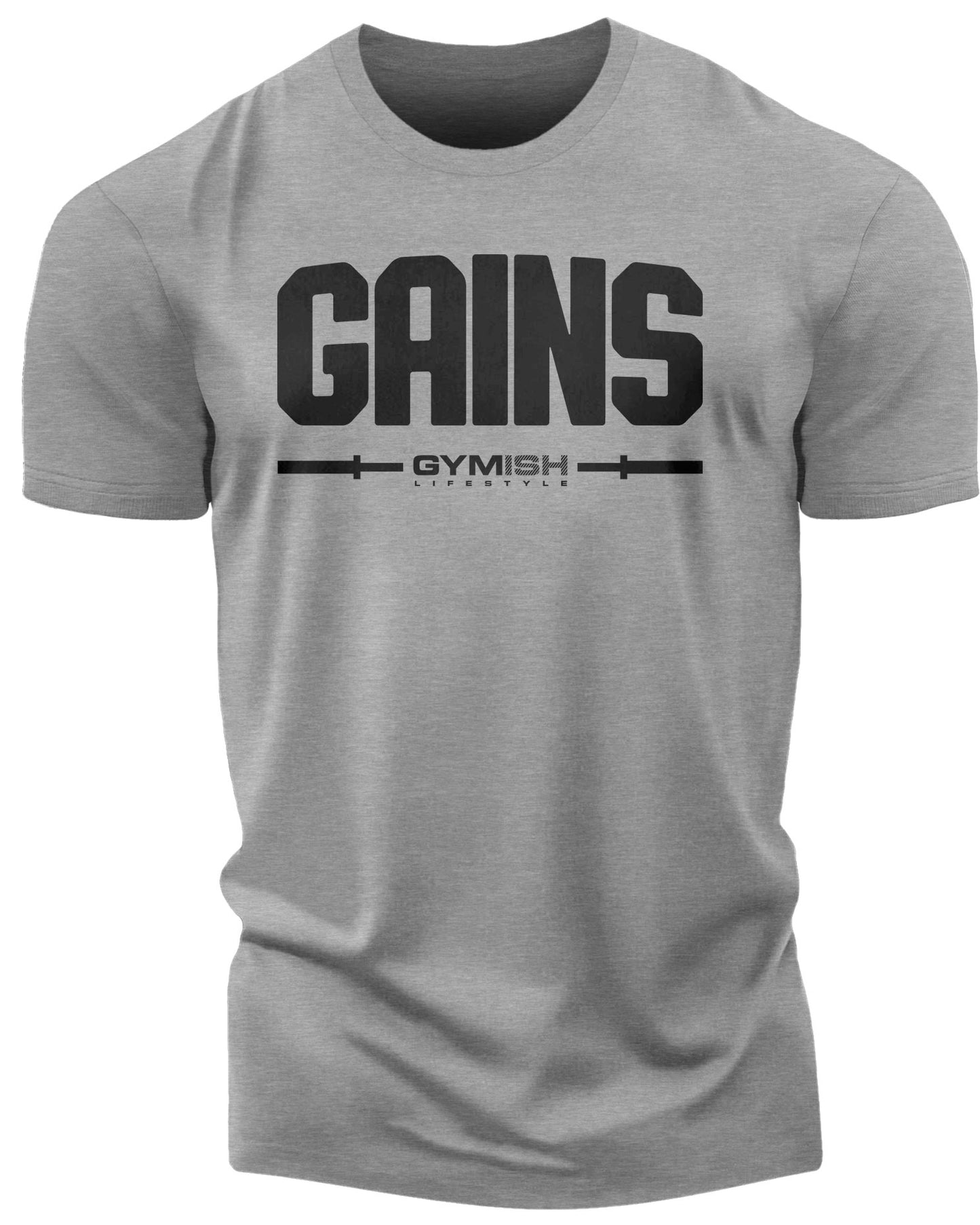 135. Gains Funny Motivational Workout Gym T-Shirt for Men T-Shirt Heather Grey T-Shirt GYMISH LIFESTYLE