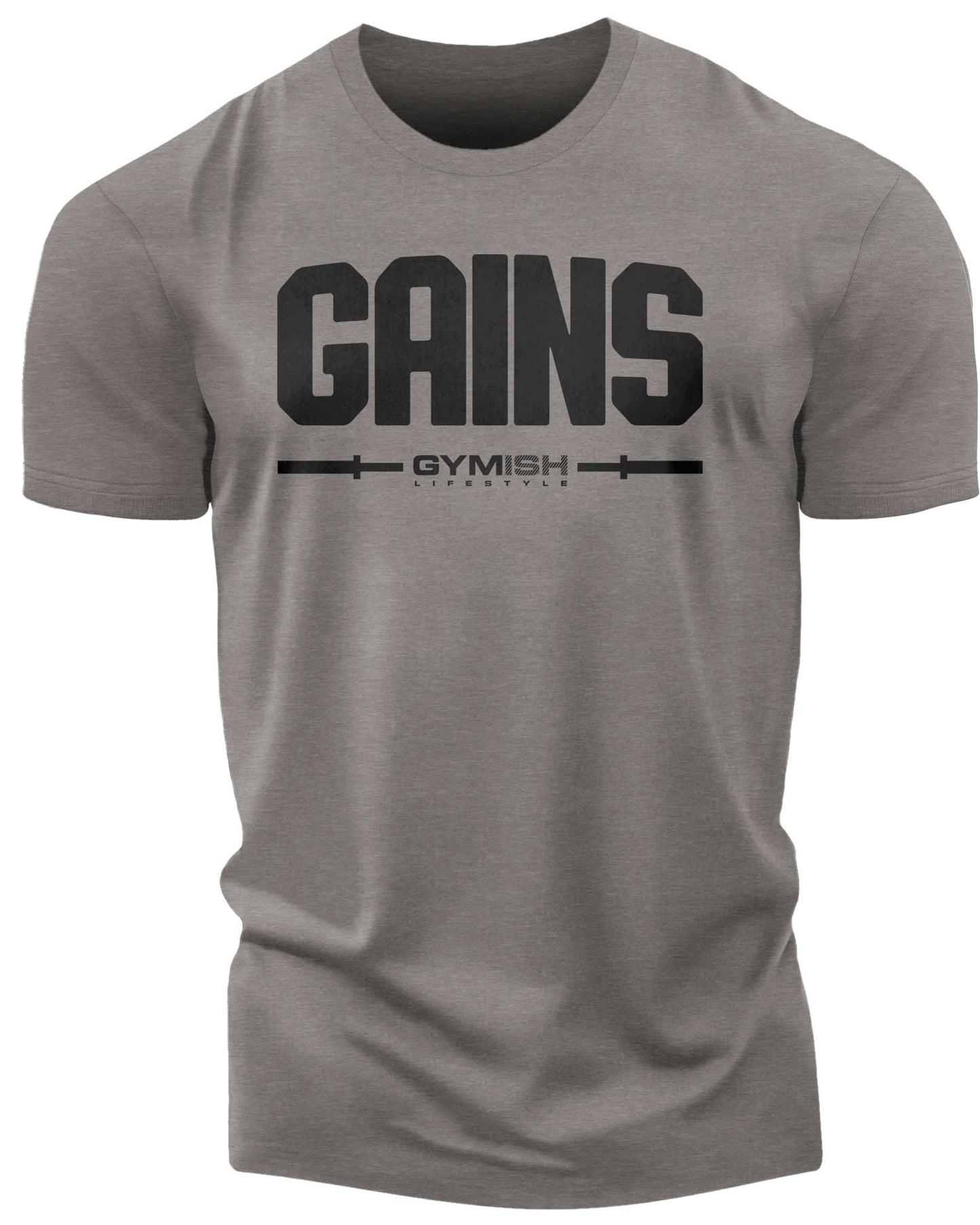 135. Gains Funny Motivational Workout Gym T-Shirt for Men T-Shirt Warm Grey T-Shirt GYMISH LIFESTYLE