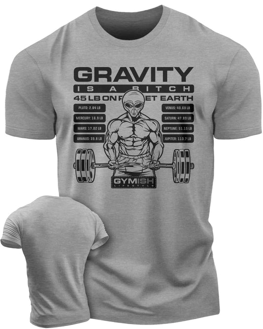 104. Defy Gravity Funny Workout Gym T-Shirt for Men T-Shirt Heather Grey T-Shirt GYMISH LIFESTYLE