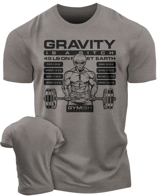 104. Defy Gravity Funny Workout Gym T-Shirt for Men T-Shirt Warm Grey T-Shirt GYMISH LIFESTYLE