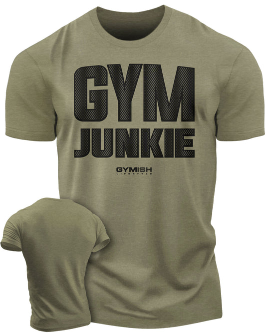 GYMISH Gym Junkie Funny Workout Gym T-Shirt for Men T-Shirt Military Green T-Shirt GYMISH LIFESTYLE