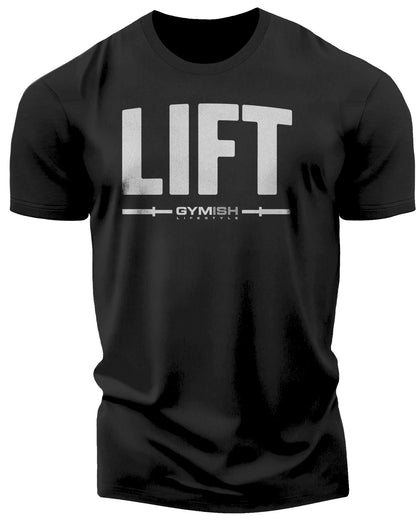 137. Lift Funny Motivational Workout Gym T-Shirt for Men T-Shirt Silver On Black T-Shirt GYMISH LIFESTYLE