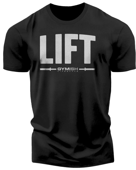 137. Lift Funny Motivational Workout Gym T-Shirt for Men T-Shirt Silver On Black T-Shirt GYMISH LIFESTYLE