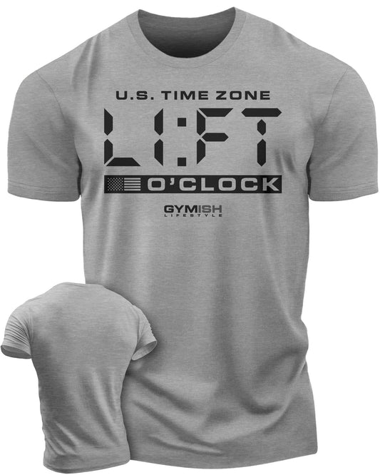 089. Lift O'Clock Motivational Workout T-Shirt for Men