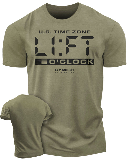 089. Lift O'Clock Motivational Workout T-Shirt for Men