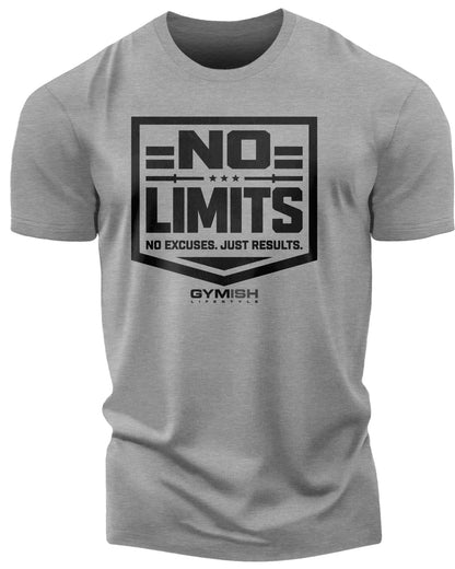 155. No Limits Funny Motivational Workout Gym T-Shirt for Men T-Shirt Heather Grey T-Shirt GYMISH LIFESTYLE