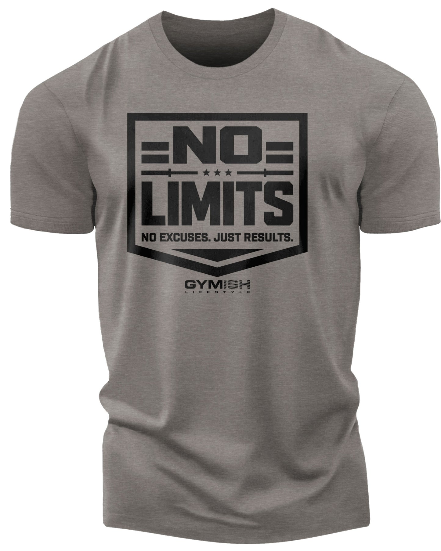 155. No Limits Funny Motivational Workout Gym T-Shirt for Men T-Shirt Warm Grey T-Shirt GYMISH LIFESTYLE