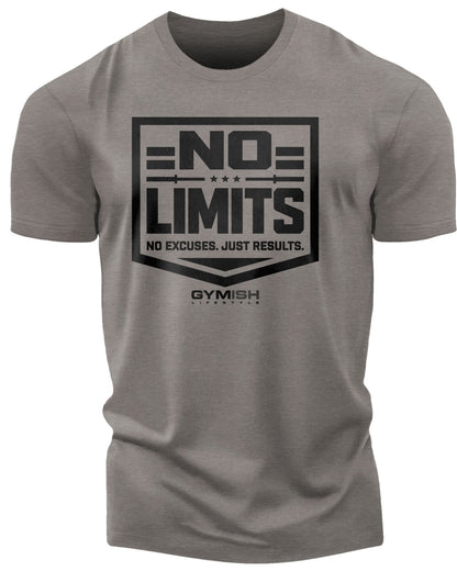 155. No Limits Funny Motivational Workout Gym T-Shirt for Men T-Shirt Warm Grey T-Shirt GYMISH LIFESTYLE