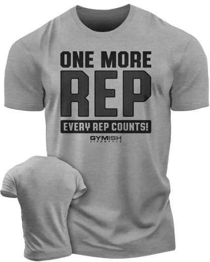 102. One More Rep Funny Workout Gym T-Shirt for Men T-Shirt Heather Grey T-Shirt GYMISH LIFESTYLE