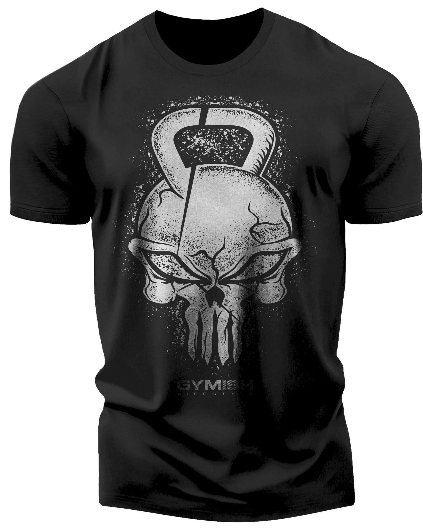 028. Gym Reaper Funny Motivational Workout Gym T-Shirt for Men T-Shirt Silver On Black T-Shirt GYMISH LIFESTYLE
