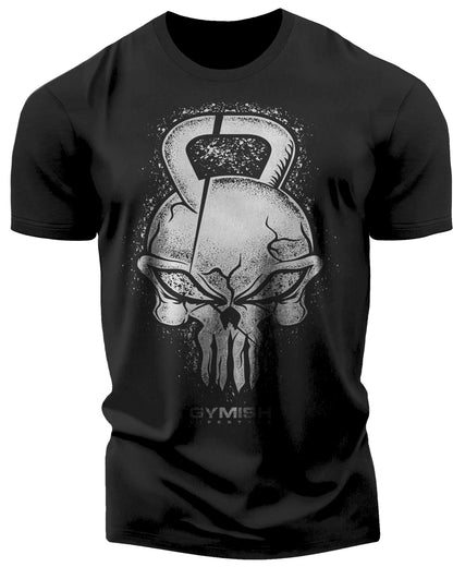 028. Gym Reaper Funny Motivational Workout Gym T-Shirt for Men T-Shirt Silver On Black T-Shirt GYMISH LIFESTYLE
