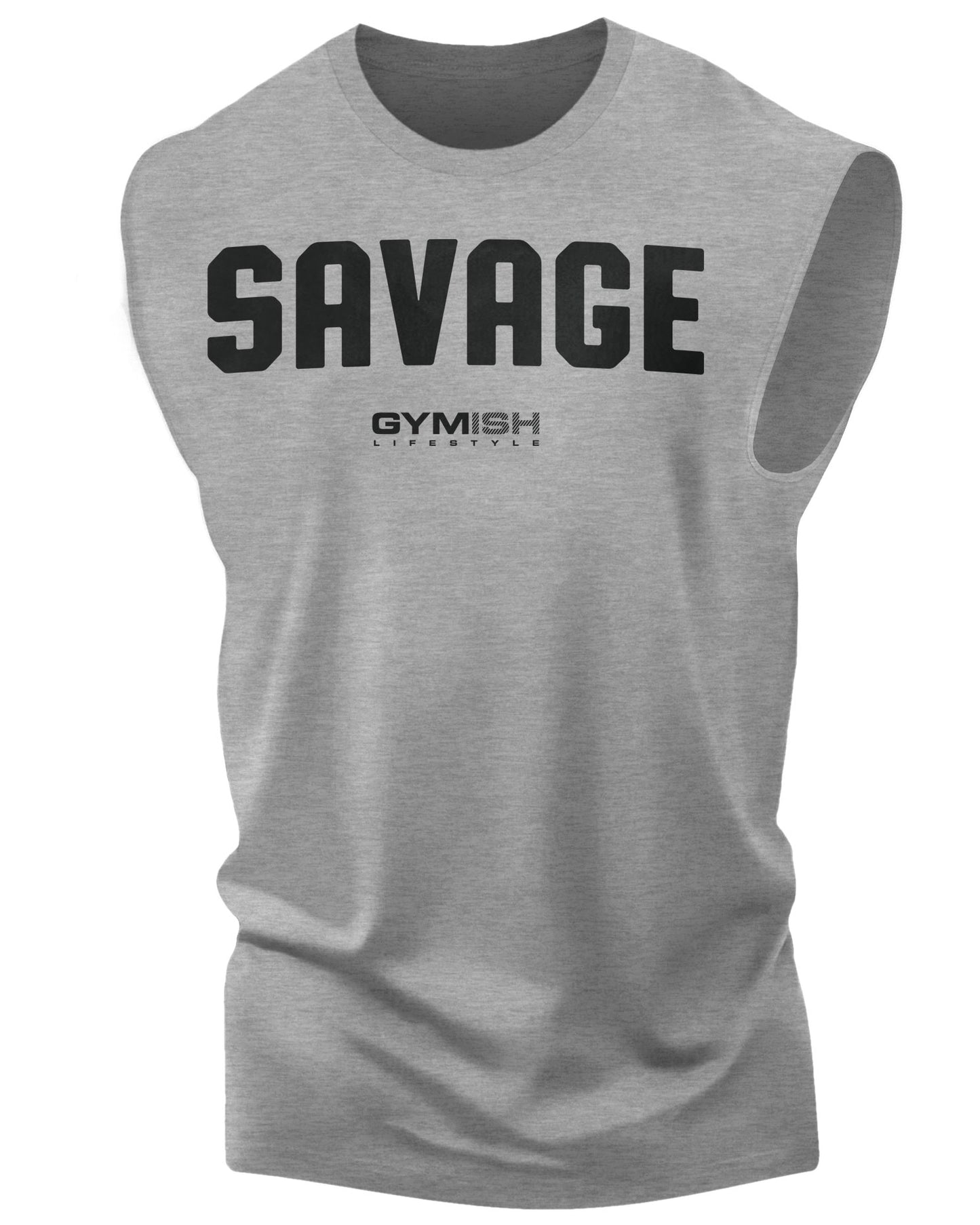 003. Savage Workout Muscle Tank Top for Men Heather Grey T-Shirt GYMISH LIFESTYLE