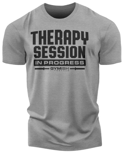 128. Therapy Session Funny Motivational Workout Gym T-Shirt for Men T-Shirt Heather Grey T-Shirt GYMISH LIFESTYLE