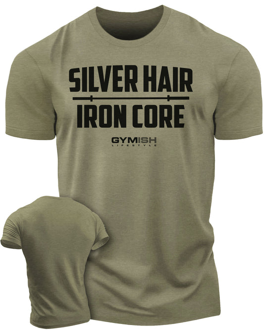 083. Gymish Lifestyle Silver Hair Iron Core Workout Shirts for Men