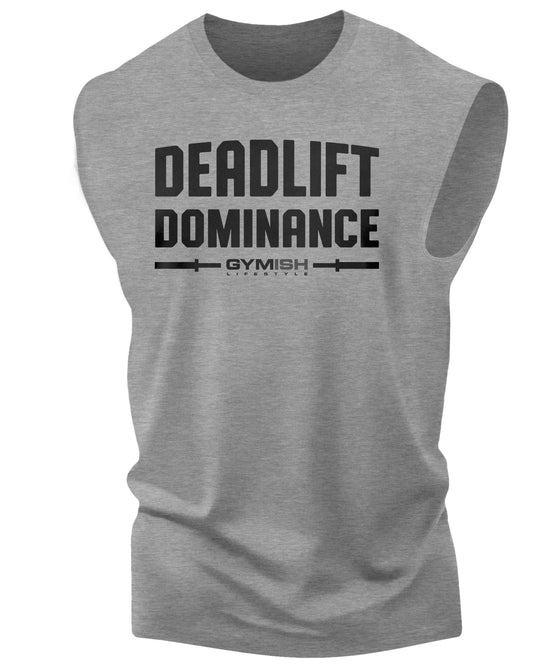 138. Deadlift Dominance Workout Funny Muscle Tank Top for Men Heather Grey T-Shirt GYMISH LIFESTYLE