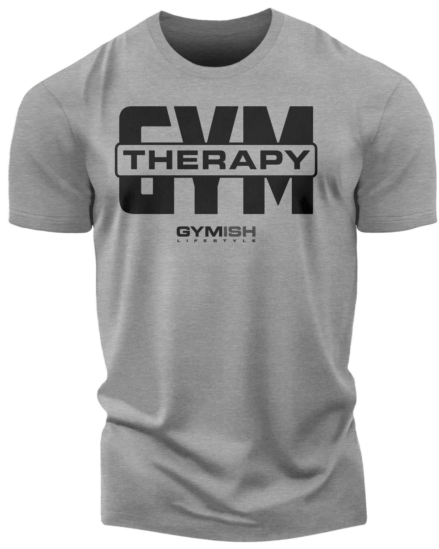 129. Gym Therapy V2 Funny Motivational Workout Gym T-Shirt for Men T-Shirt Heather Grey T-Shirt GYMISH LIFESTYLE
