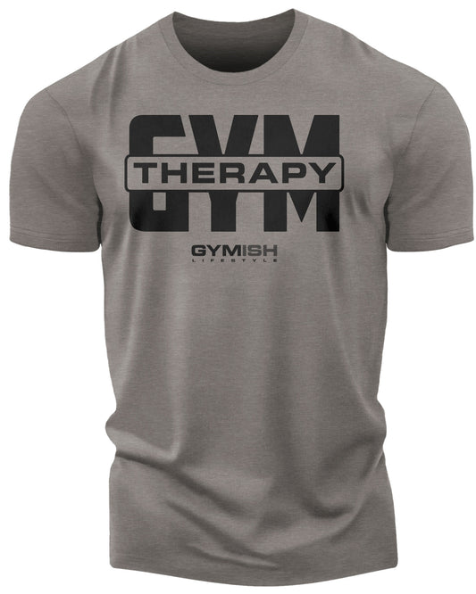 129. Gym Therapy V2 Funny Motivational Workout Gym T-Shirt for Men T-Shirt Warm Grey T-Shirt GYMISH LIFESTYLE