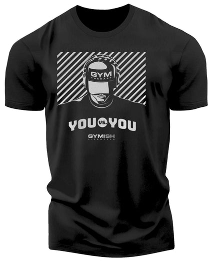 151. You vs You Funny Motivational Workout Gym T-Shirt for Men T-Shirt Silver On Black T-Shirt GYMISH LIFESTYLE