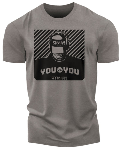 151. You vs You Funny Motivational Workout Gym T-Shirt for Men T-Shirt Warm Grey T-Shirt GYMISH LIFESTYLE