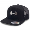 GYMISH Dumbbell Gym Hat for Men, Weight Plate Patch Snapback, 6 Panel Laser Vented Workout Cap