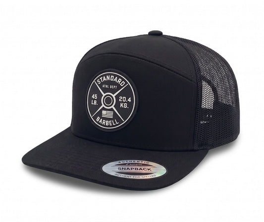 GYMISH Weightplate Gym Hat for Men, Weight Plate Patch Snapback, 6 Panel Laser Vented Workout Cap