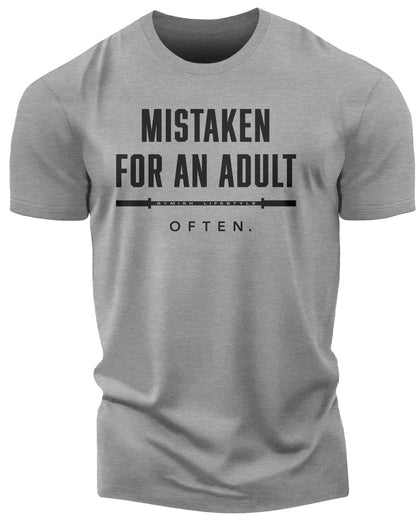 156. Mistaken Funny Motivational Workout Gym T-Shirt for Men T-Shirt Heather Grey T-Shirt GYMISH LIFESTYLE