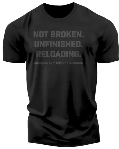 158. Not Broken Funny Motivational Workout Gym T-Shirt for Men T-Shirt Black On Black T-Shirt GYMISH LIFESTYLE