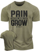 126. Pain for Grow Funny Motivational Workout Gym T-Shirt for Men