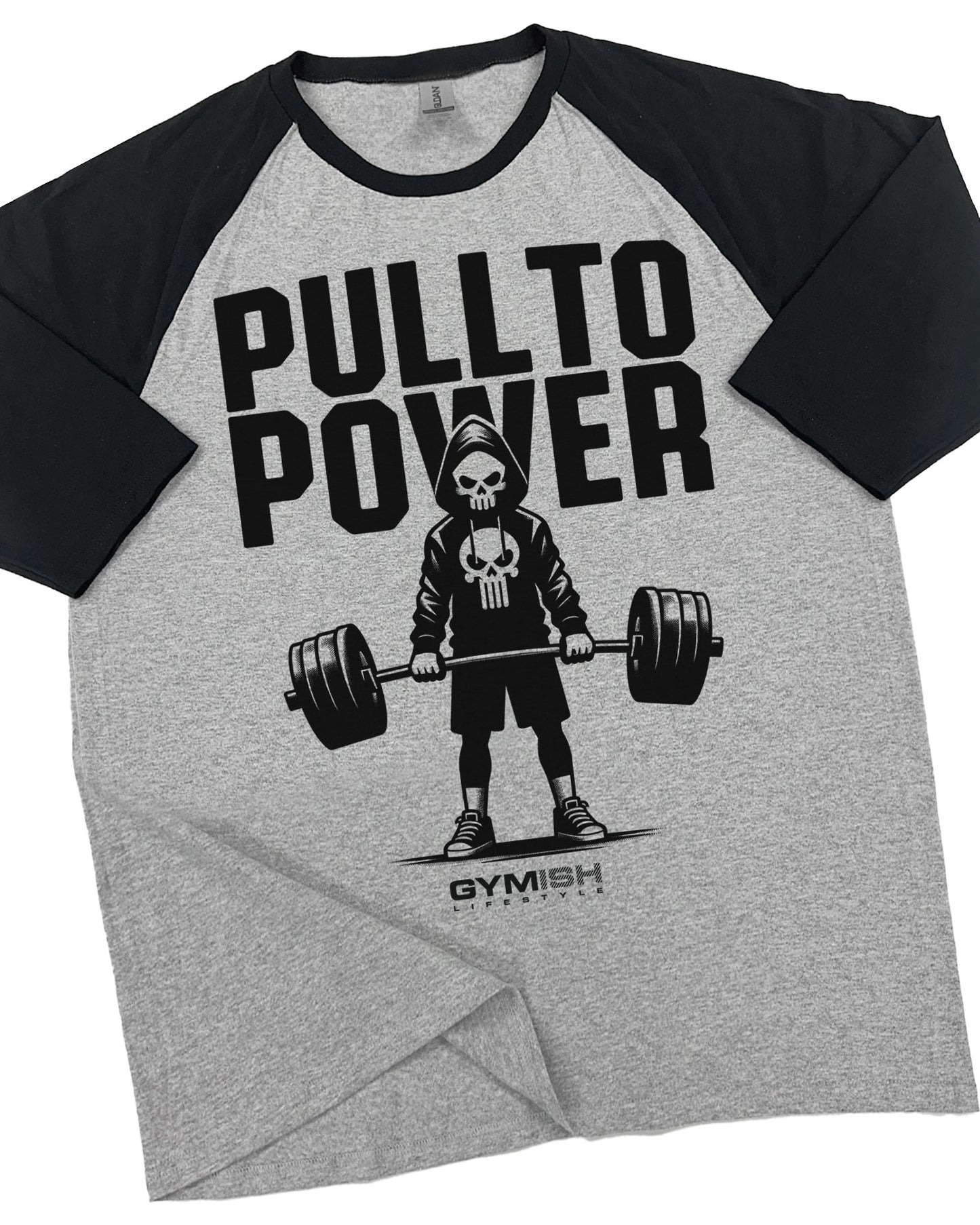096- RAGLAN Pull To Power Workout Gym T-Shirt for Men