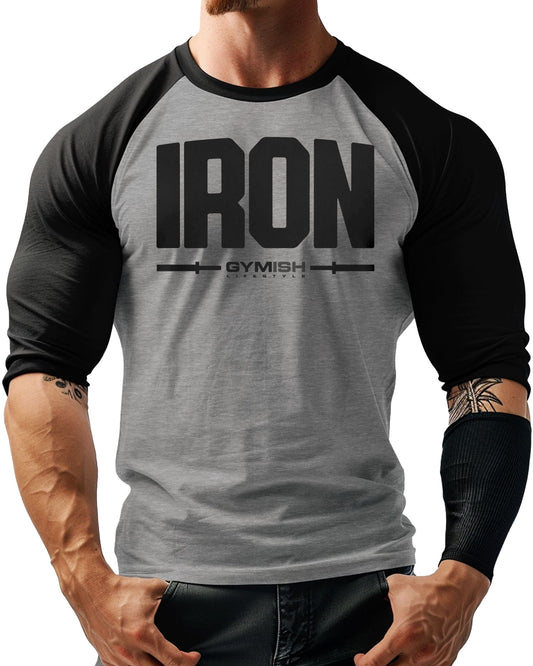136. RAGLAN Iron Funny Workout Gym T-Shirt for Men T-Shirt GYMISH LIFESTYLE