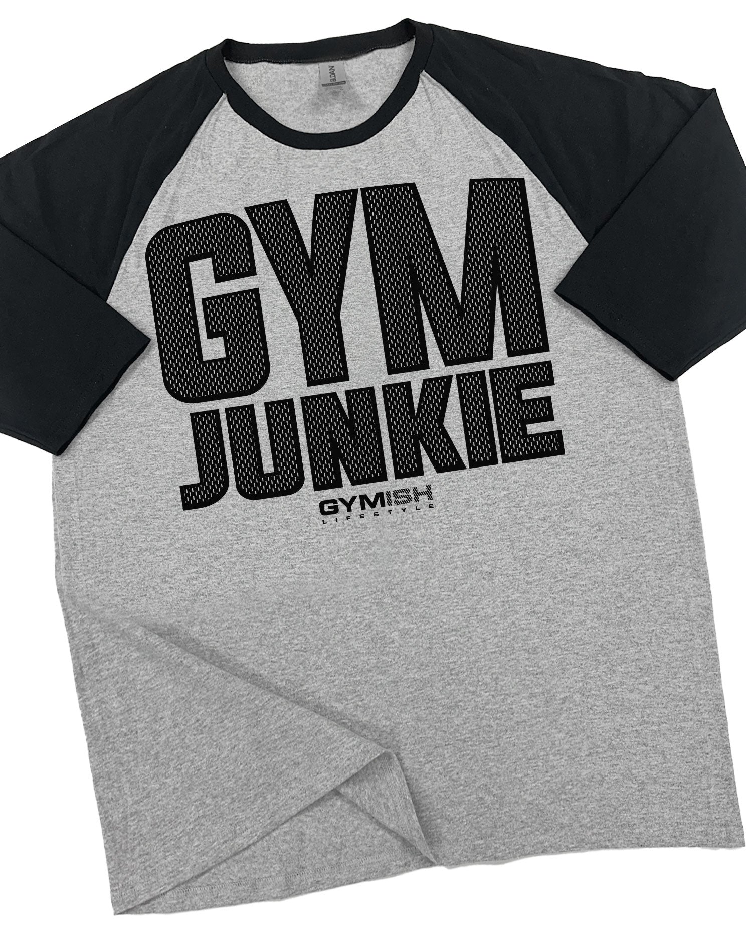 Raglan Gym Junkie Workout Funny Gym T-Shirt for Men T-Shirt Grey T-Shirt GYMISH LIFESTYLE