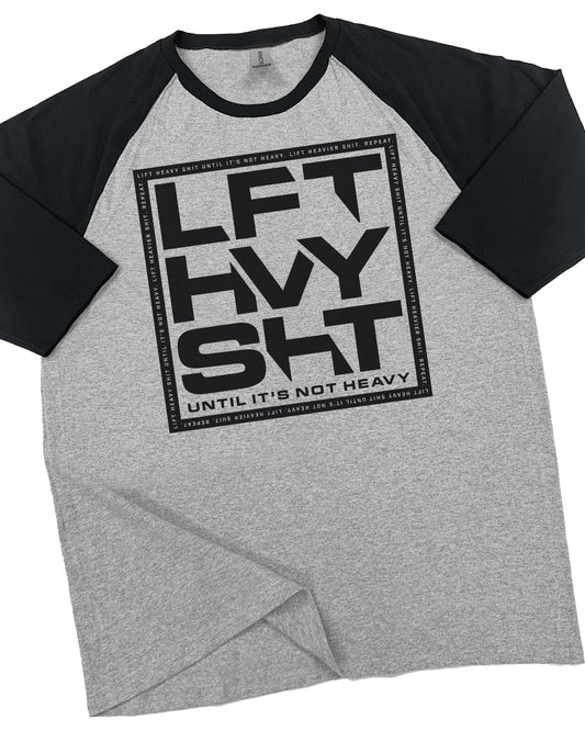 119. RAGLAN Lift Heavy SHT Funny Workout Gym T-Shirt for Men T-Shirt Grey T-Shirt GYMISH LIFESTYLE