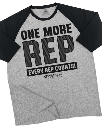 102. RAGLAN One More Rep Funny Workout Gym T-Shirt for Men T-Shirt Grey T-Shirt GYMISH LIFESTYLE