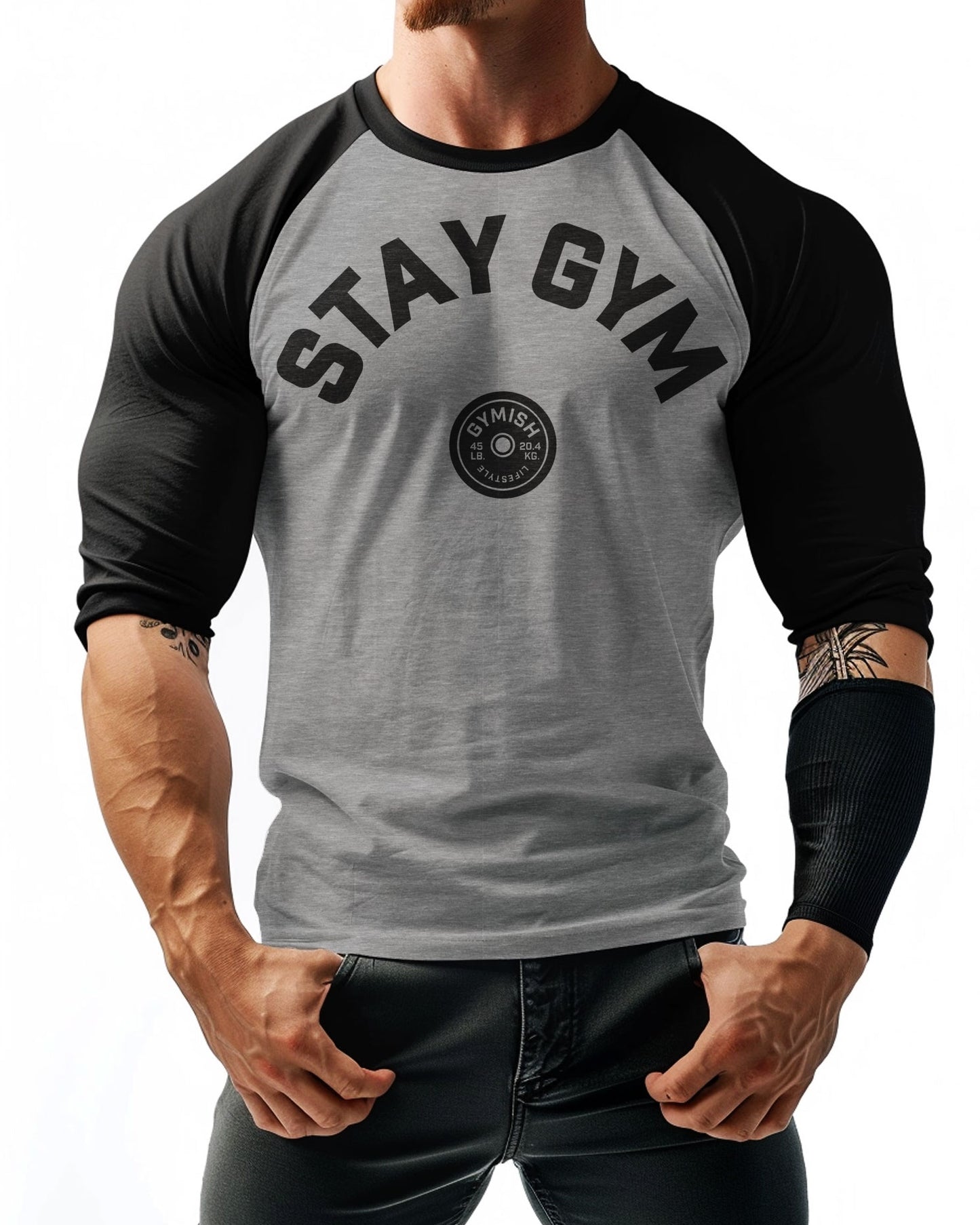 130. RAGLAN Stay Gym Funny Workout Gym T-Shirt for Men T-Shirt GYMISH LIFESTYLE