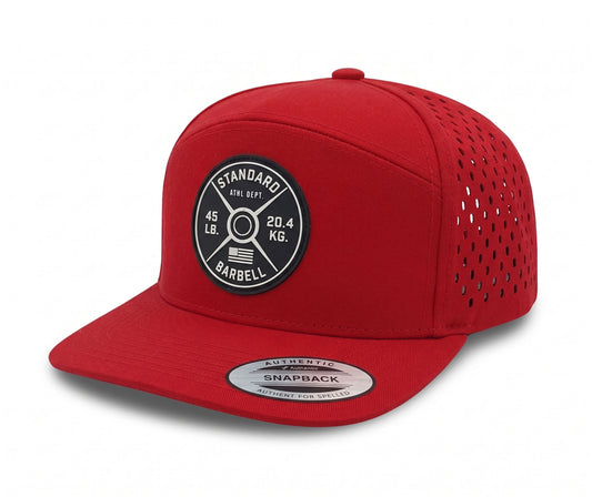 GYMISH Weightplate Gym Hat for Men, Weight Plate Patch Snapback, 6 Panel Laser Vented Workout Cap