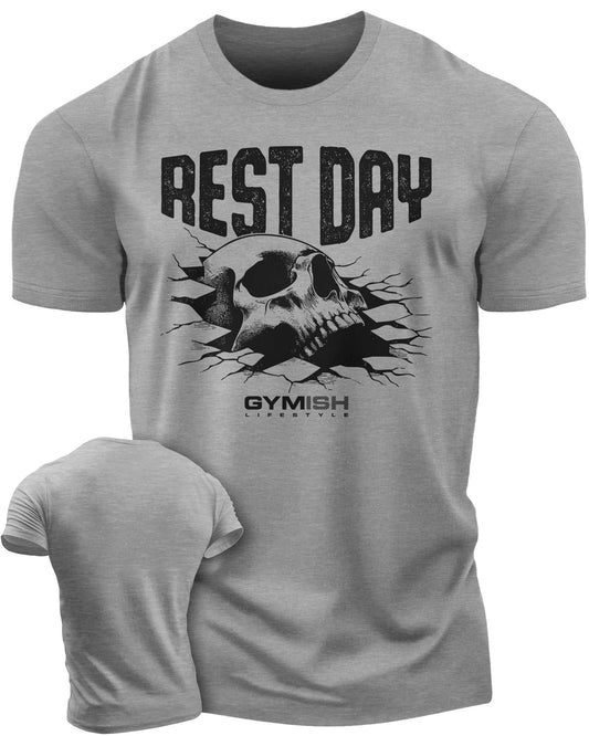 124. Rest Day Funny Motivational Workout Gym T-Shirt for Men T-Shirt Heather Grey T-Shirt GYMISH LIFESTYLE