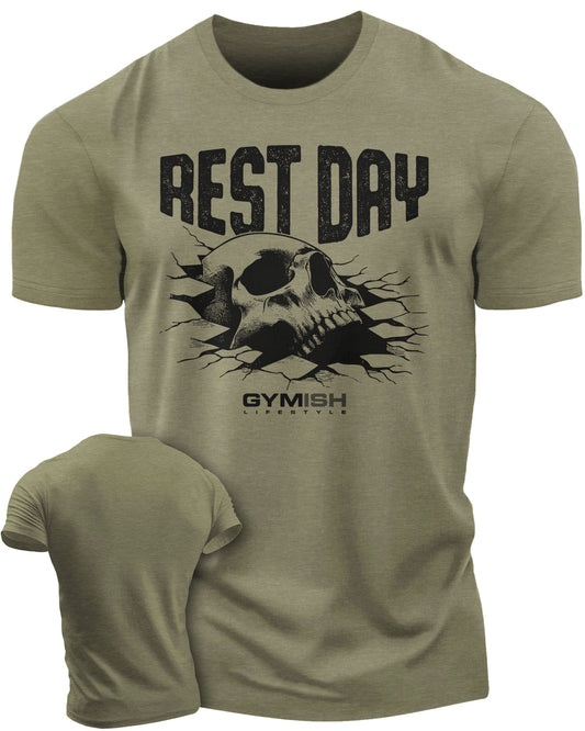 124. Rest Day Funny Motivational Workout Gym T-Shirt for Men T-Shirt Military Green T-Shirt GYMISH LIFESTYLE
